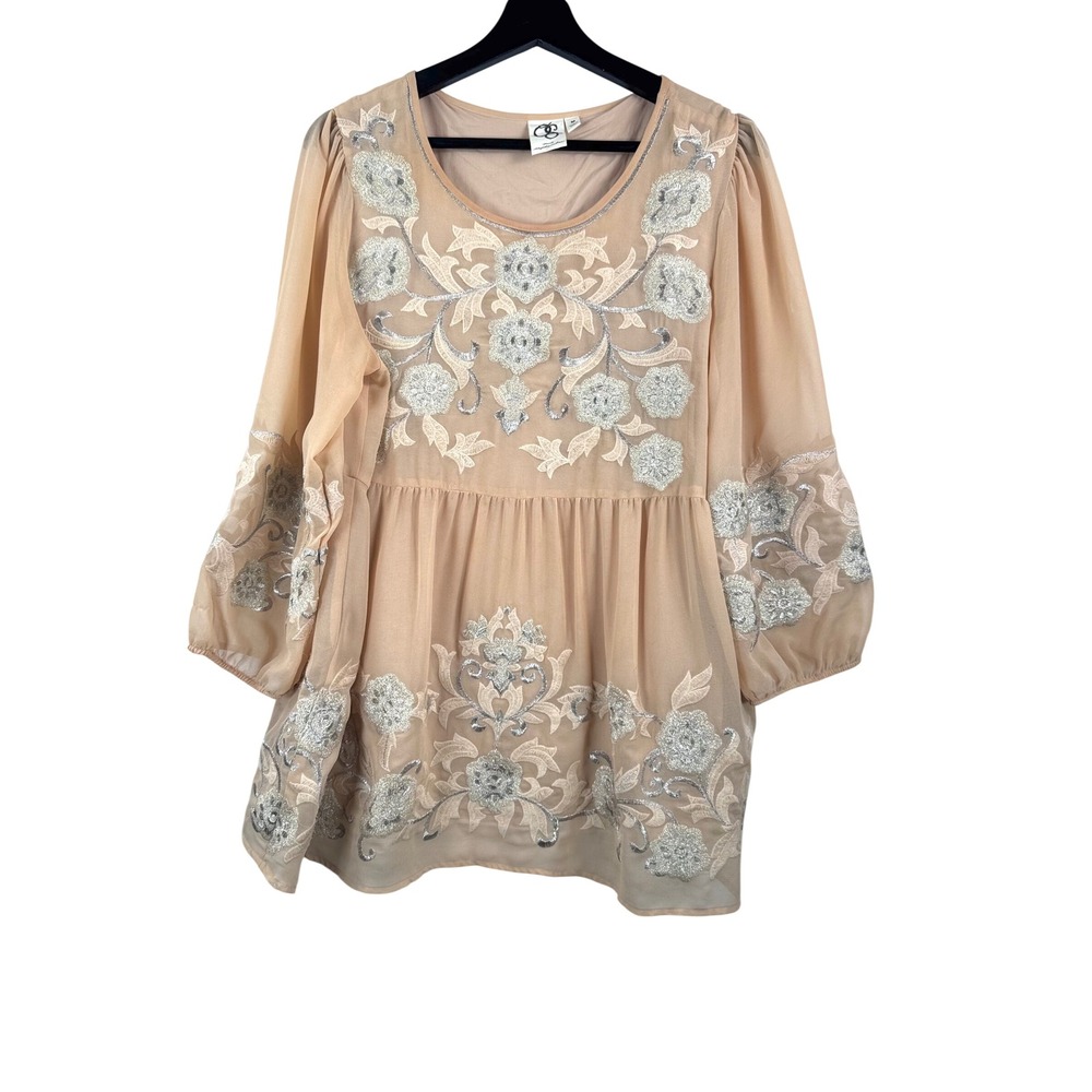 Anthropologie‎ One September Tunic sz M floral Embroidered boho fairy